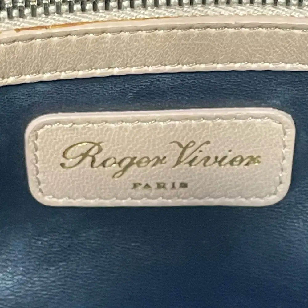 Roger Vivier Beige Leather Prismick Frame Bag Top Handle - Picture 9 of 10